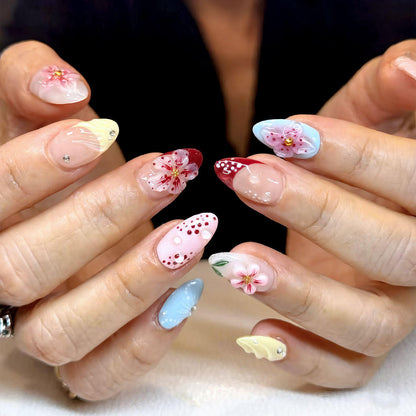 Künstlerisches Floral Press-On Nagelset