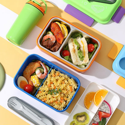 Mehrfachfächer-Lunchbox mit integrierten Besteck