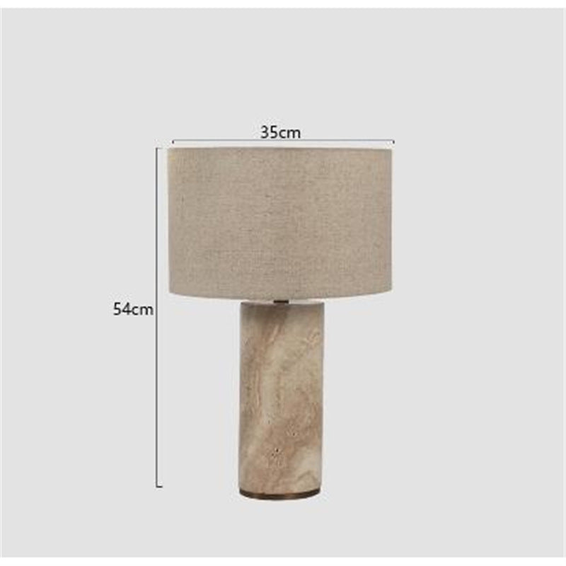 Minimalistische Stehlampe aus Stein mit Leinenschirm