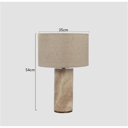 Minimalistische Stehlampe aus Stein mit Leinenschirm