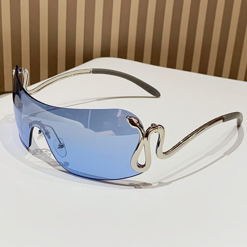 Damen modische Oversized-Sonnenbrille mit innovativem Metallrahmen und einzigartigem Design Brehn