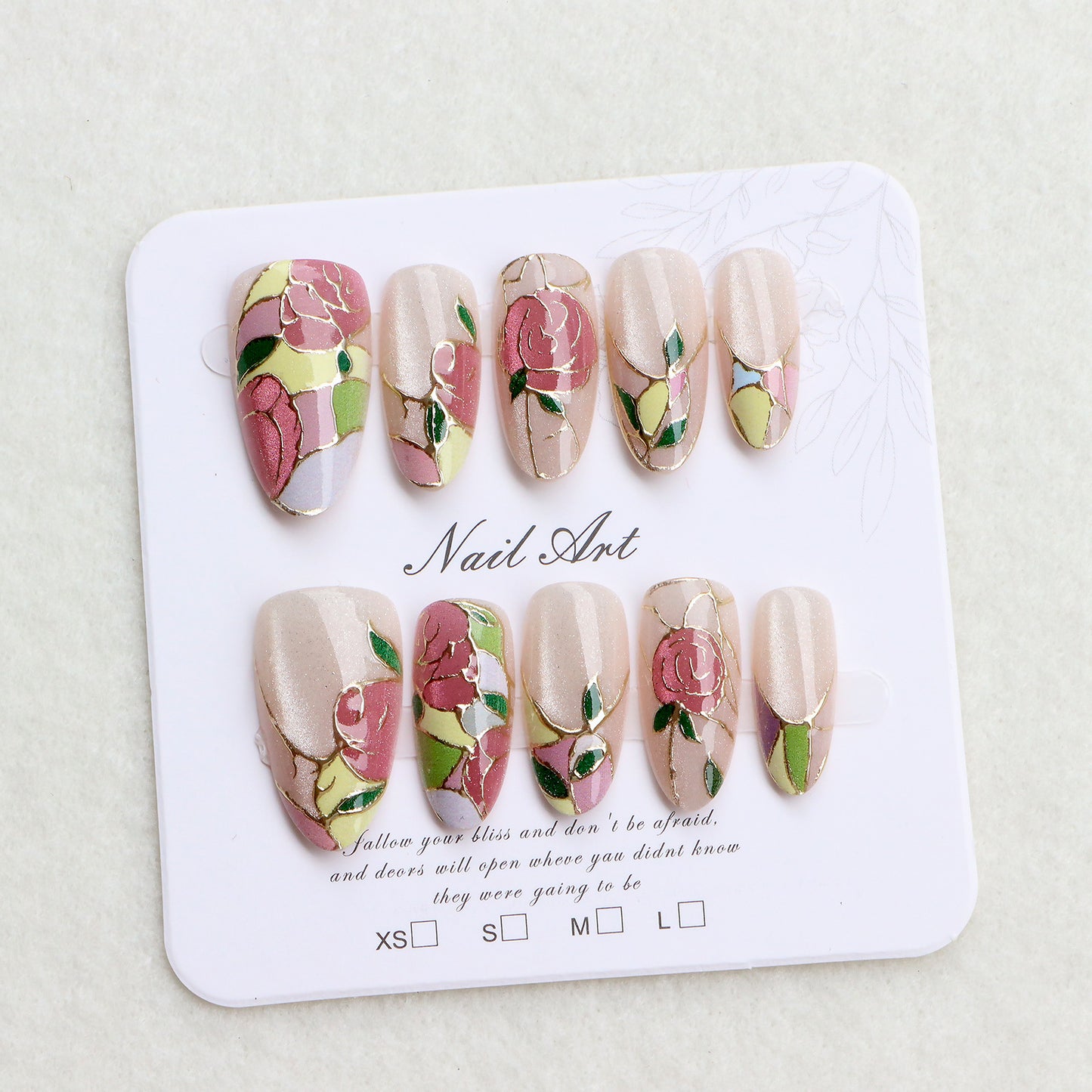 Blumenmotiv Press-On Nagelkunst Set Brehn