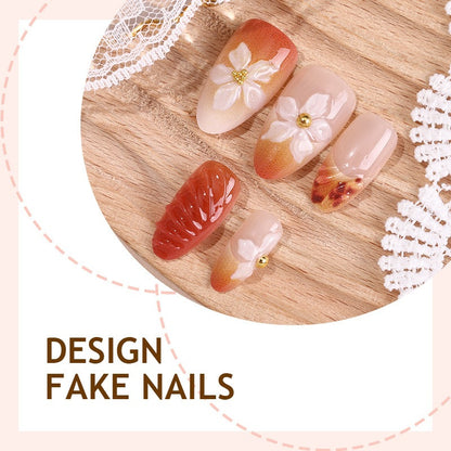 Kunstnagelset mit eleganten Blumen- und Herbstmotiven Brehn