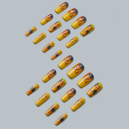 Künstlerisches Sonnenblumen Acryl Nagelkunst Set