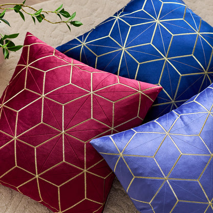 Besticktes Samt Geometrisches Quadrat Wurfkissenbezug mit Metallstich