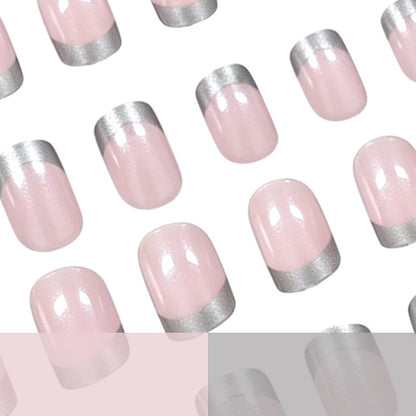 Elegantes silbergetipptes Acryl-Nagelset Brehn