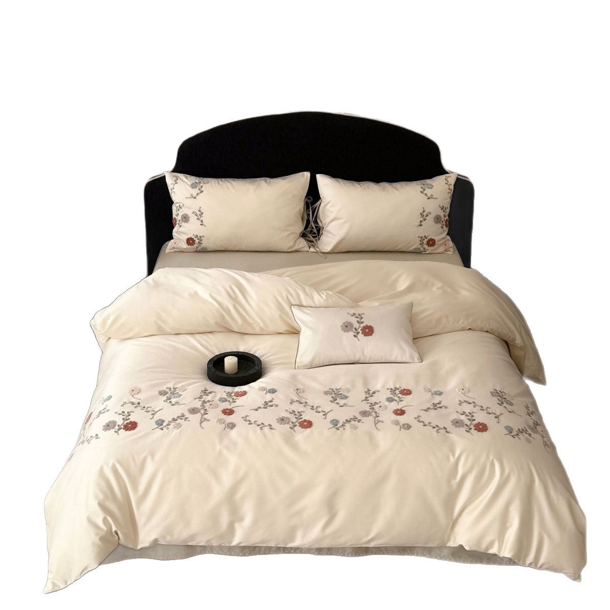Luxuriöses Satin-Bettwäsche-Set mit floraler Stickerei und Kissenbezügen Brehn