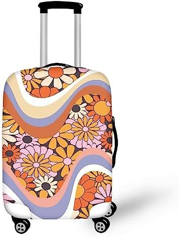 Unisex nan elastische Kofferhülle mit Pferde- und Sonnenblumenmotiv, dehnbarer Stretchschutz für Hartschalen-Trolley mit Reißverschluss Brehn