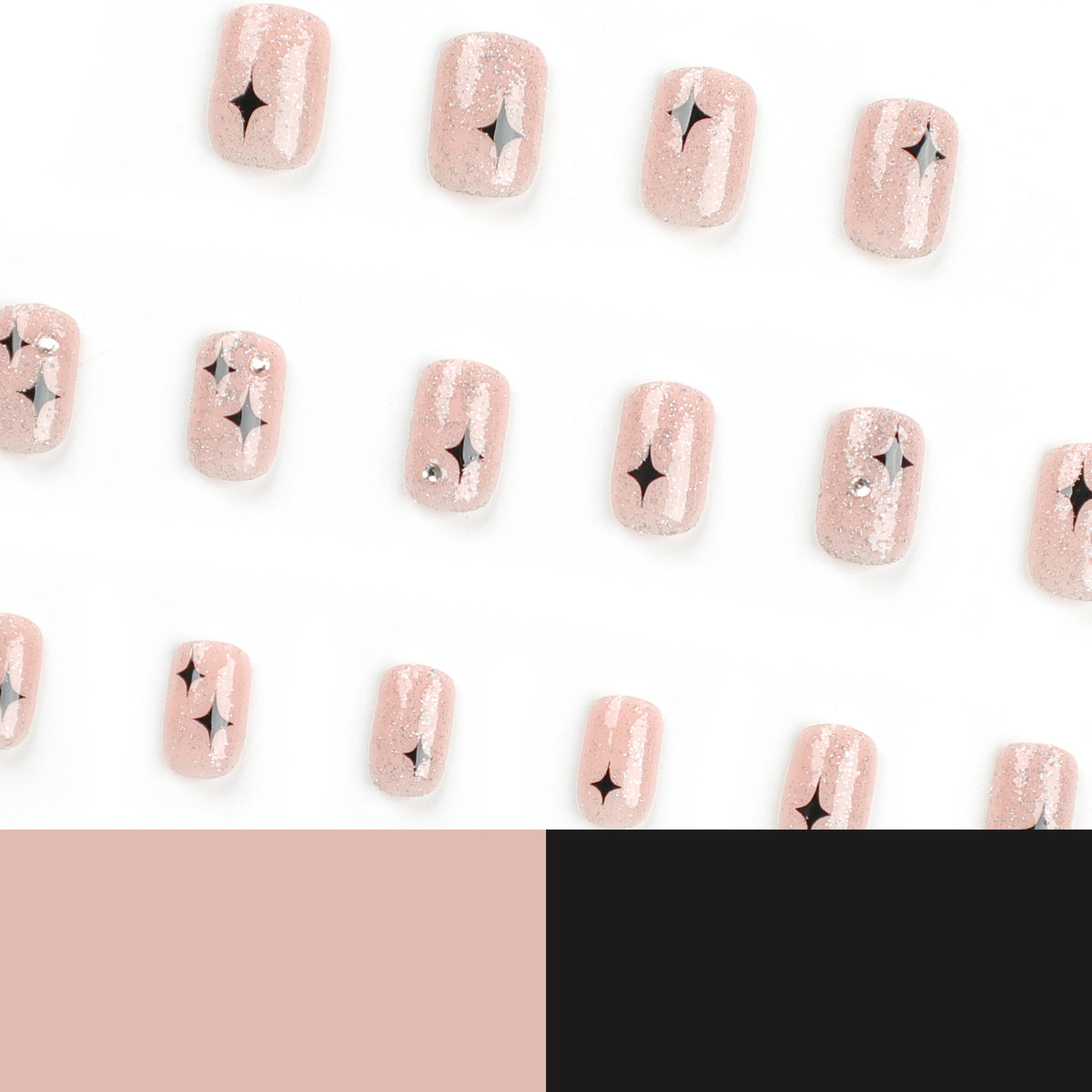 Kunstvolle Nagelverlängerungen mit Glitzer- und Sternenmuster Brehn