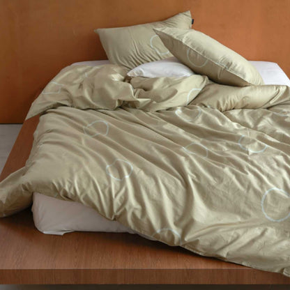 Wendbare Baumwoll-Percale-Bettbezug-Garnitur mit subtilen Kreisdruck und Kissenbezügen