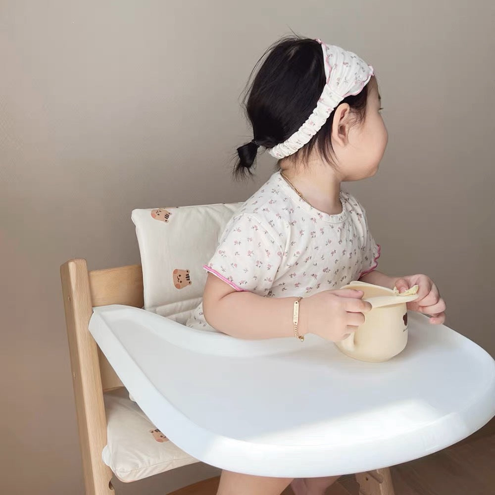 Polster-Set für Hochstuhl für Babys mit abnehmbarem Teddy-Applikation