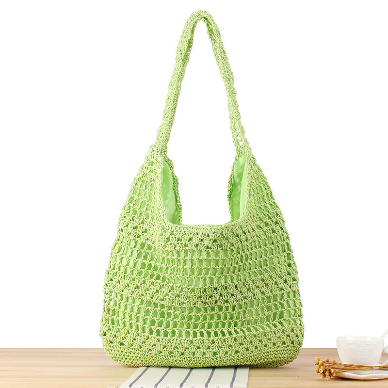 Handtasche mit Blumenapplikation Aus Natürlichem Material Brehn