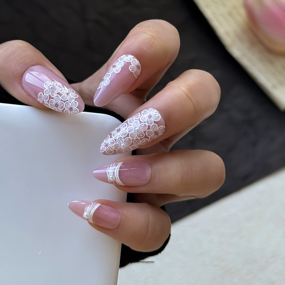 Elegante floral-akzent press-on nägel Brehn