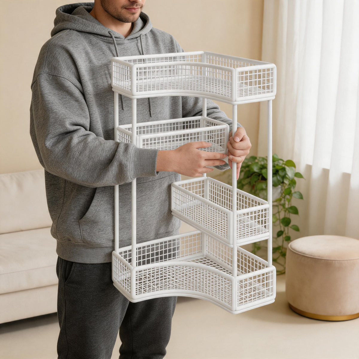 Eck-Drei-Ebenen-Metall-Vanity-Organizer-Regal