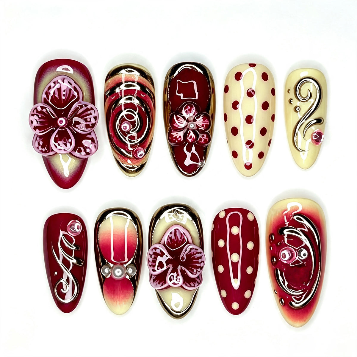 Dekorative florale 3D Druck-Nagelkunst Brehn