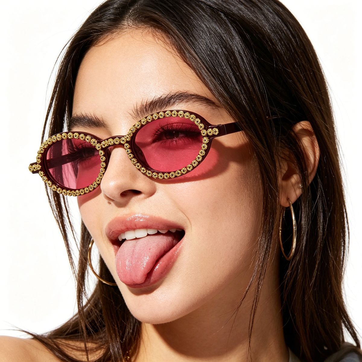Damen modische Sonnenbrille mit floralem Kristallrahmen Brehn