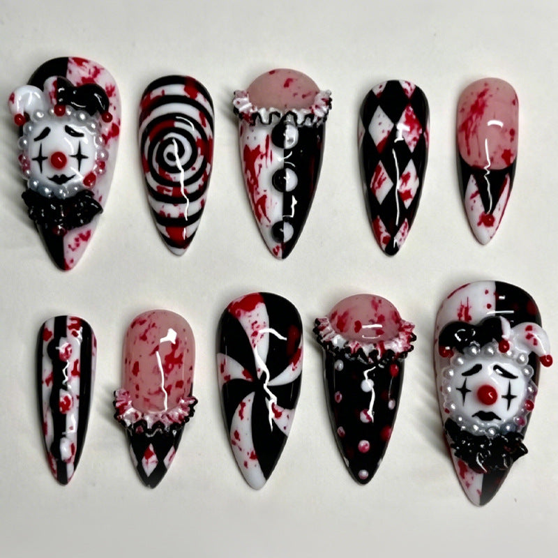 Halloween Kunstnagelset mit gruseligen Motiven und gleitendem Design Brehn