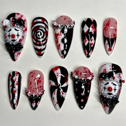 Halloween Kunstnagelset mit gruseligen Motiven und gleitendem Design Brehn