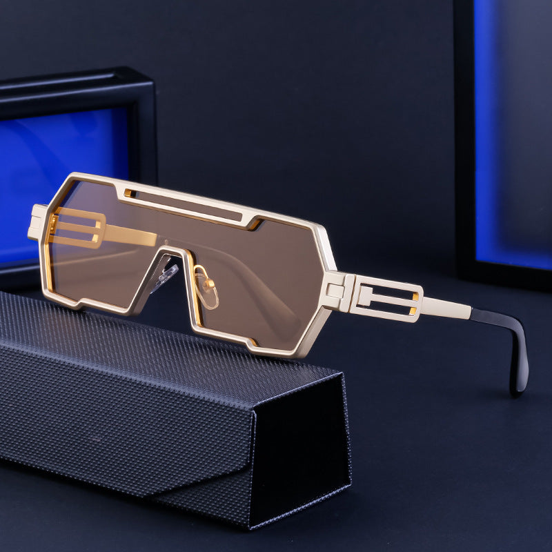 Damen modische Sonnenbrille im futuristischen Design mit breitem Rahmen Brehn