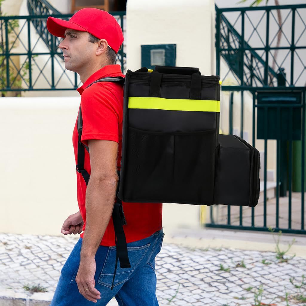 Damen Isolierte Pizza-Liefertasche mit Getränkehaltern und reflektierenden Elementen Brehn