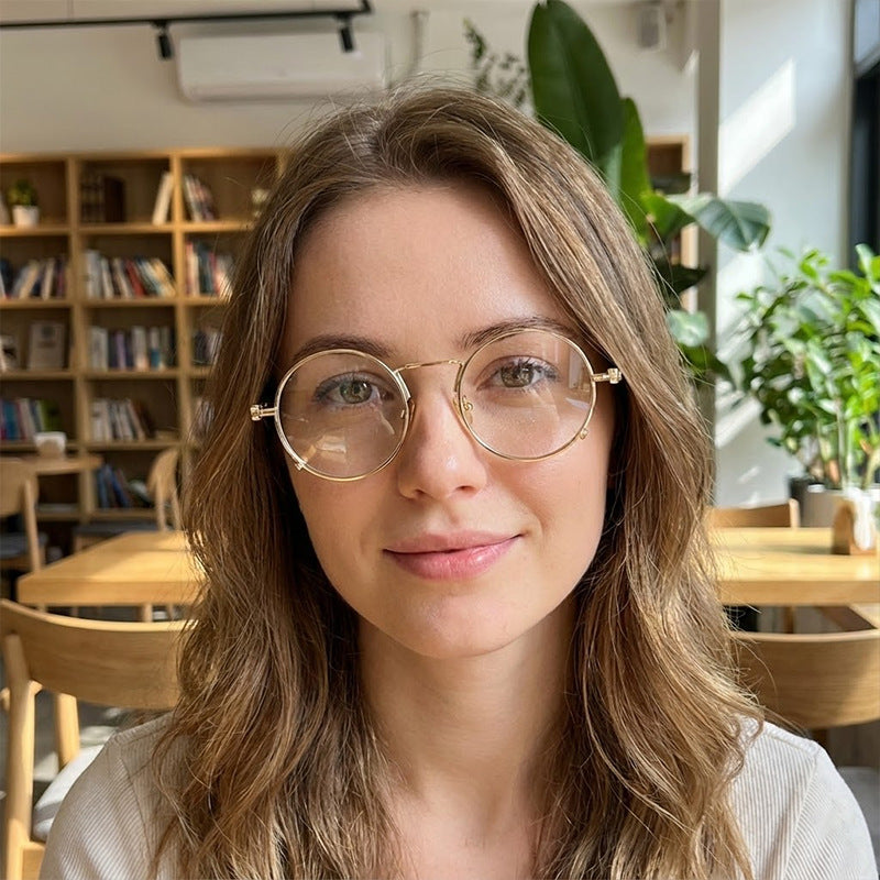 Damen Runde Metall-Sonnenbrille mit verspiegelten Gläsern Brehn