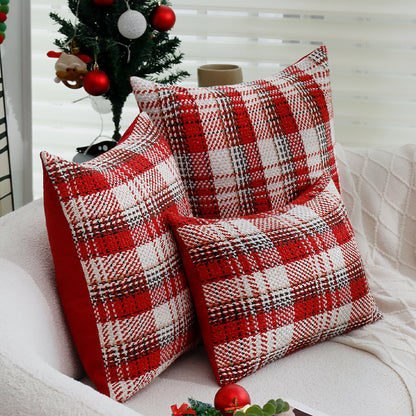 Quadratischer kariert gewebter Kissenbezug im Tweed‑Look für Sofa & Festliche Deko Brehn