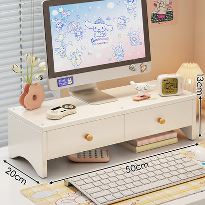 Dual-Höhen Holz Monitorständer und Desktop-Organizer mit zwei Schubladen