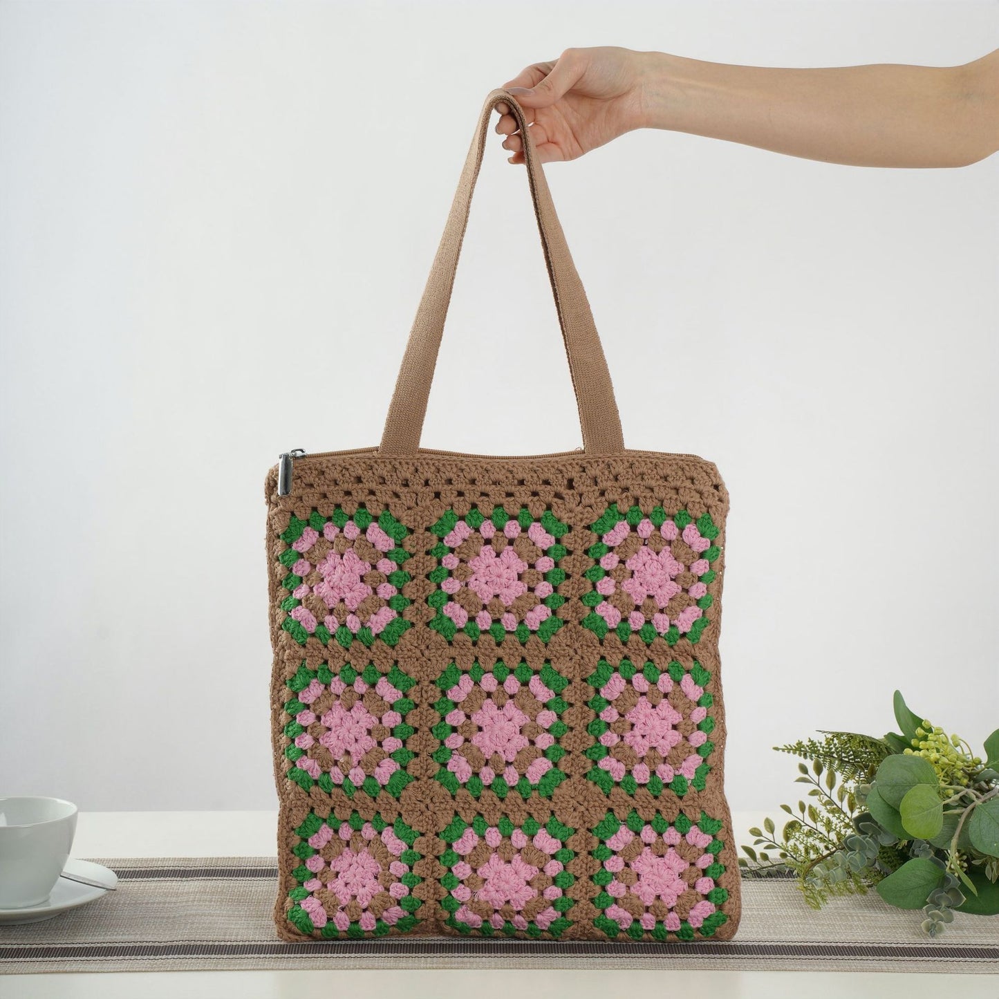Handgefertigte Baumwolltragetasche Im Vintage-Granny-Design Brehn