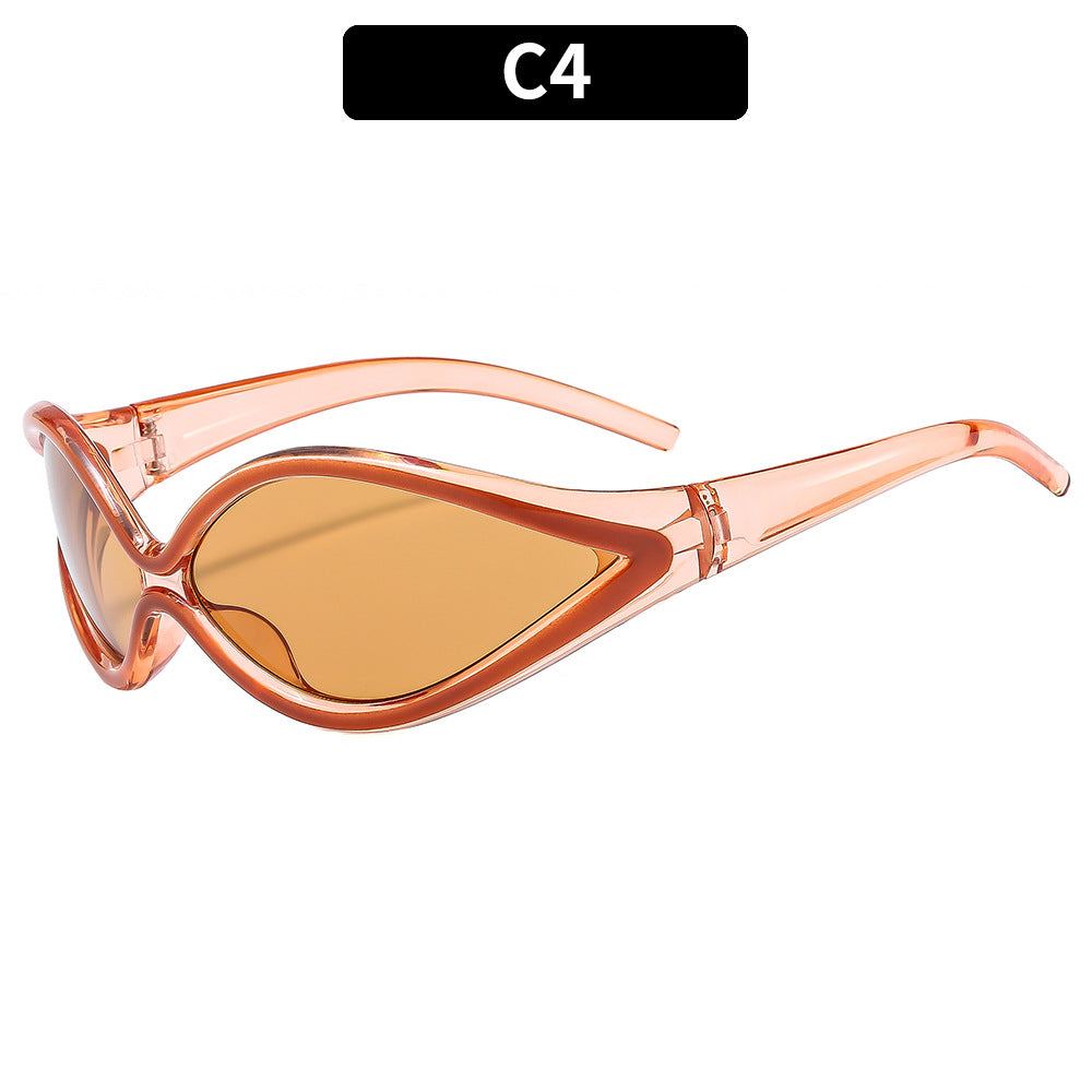 Futuristische Katzenauge Sonnenbrille mit stilvollen Flügelrahmen