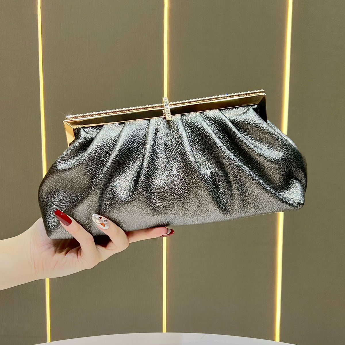 Faltete Texturierte Abend Clutch