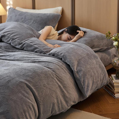 Wendbare Microplüsch Bettbezug Set mit geometrisch geprägter Texture und weichen Kissenbezügen