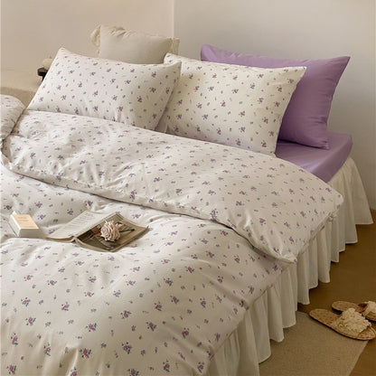 Bettbezug-Garnitur aus feinem Baumwollsatin mit aquarelliertem Blumenprint und atmungsaktivem Perkal-Effekt