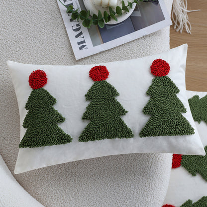 Rechteckiger dekorativer Kissenbezug mit tufted Tannenbaum-Applikation Brehn