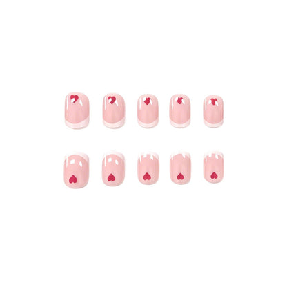 Love-Embellished French Tip Nail Design Brehn