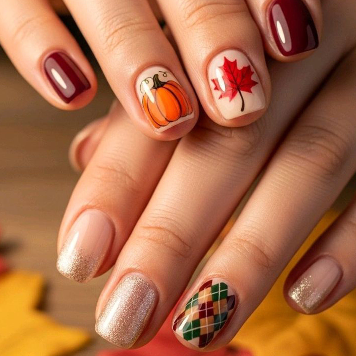 Saisonales herbstliches Nagelkunst-Set Brehn