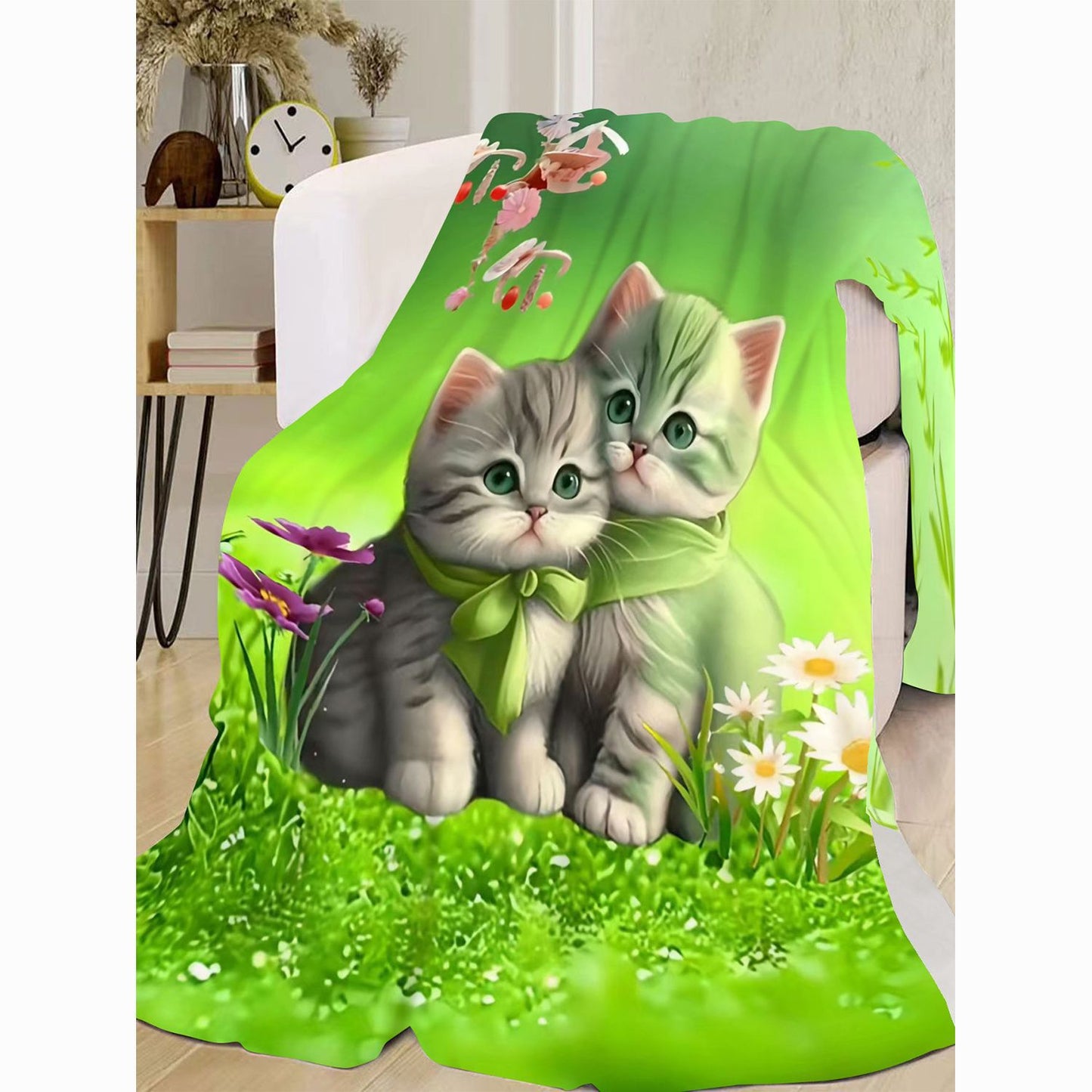 Niedliches Katzen-Themen Weiches Plüsch-Wurfdecke