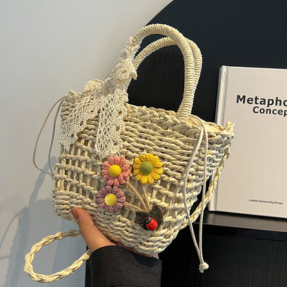 Handgefertigte florale bestickte gewebte Tragetasche