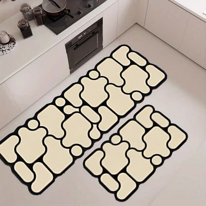 Abstrakte geometrische Küchenmatte Set