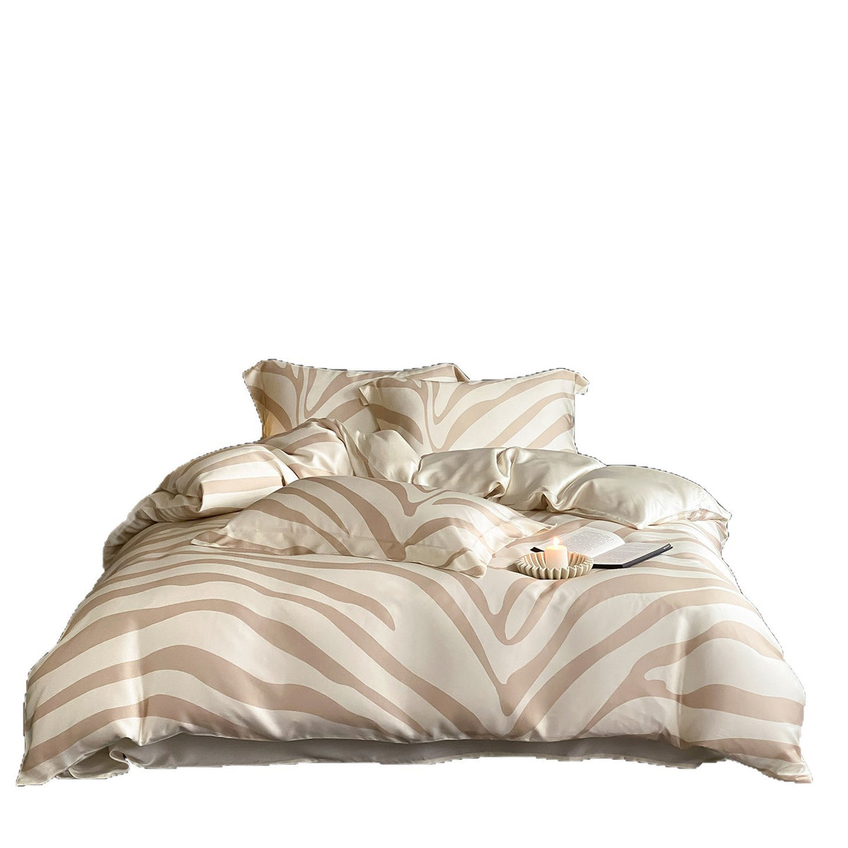 Luxuriöses Satin-Bettwäsche-Set mit elegantem Wellen- und Zebra-Muster
