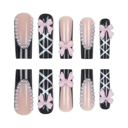 Künstlerisches Bogen-verziertes Stiletto-Nagelset Brehn