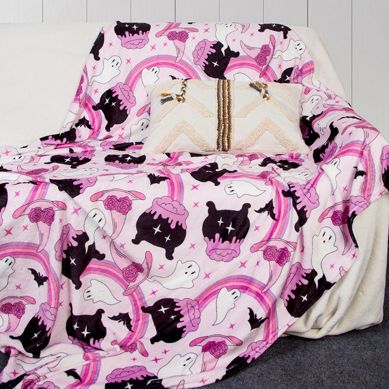 Kuscheldecke mit verspieltem Motiven von Katzen und Regenbögen Brehn