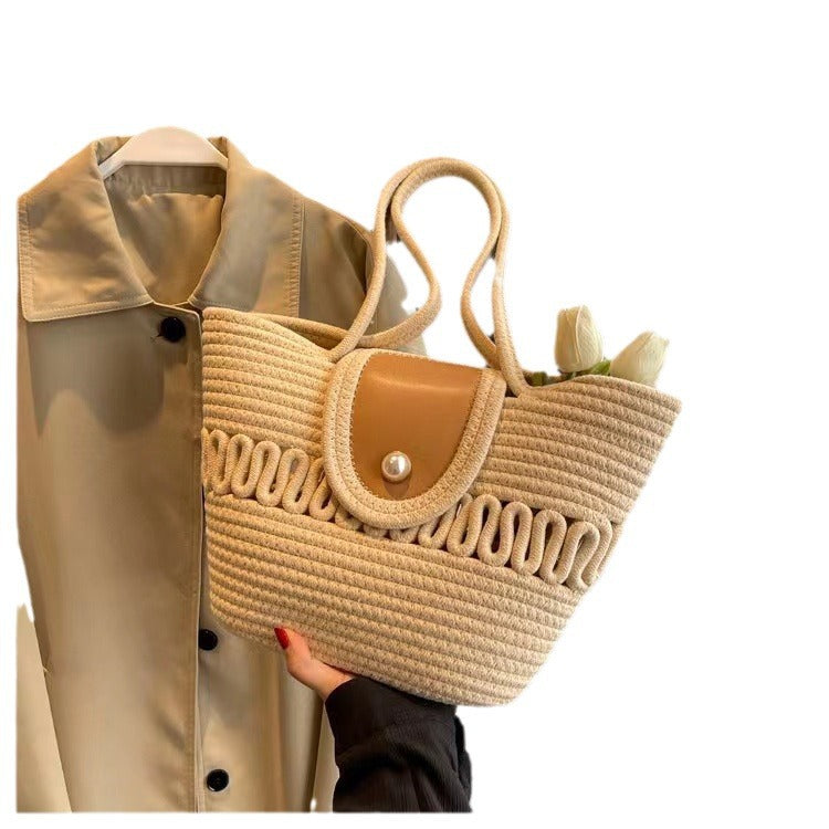 Handgefertigte Korbtasche mit Elegantem Lederbesatz Brehn