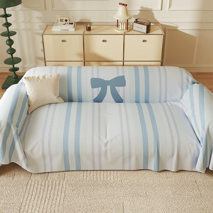 Reversible Stretch Sofa Slipcover with Pastel Cartoon Patchwork Texture