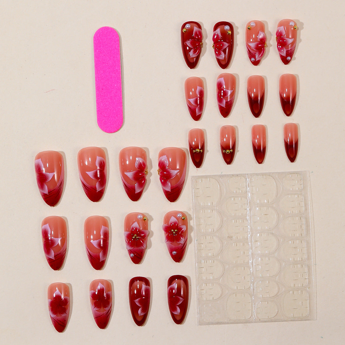 Florale Akzent Stiletto Nagelkunst Verlängerungen Brehn