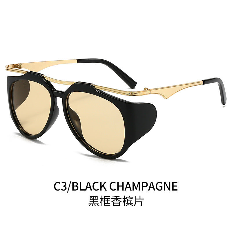 Damen Modische Sport-Sonnenbrille mit Oversized-Rahmen und goldenen Akzenten Brehn