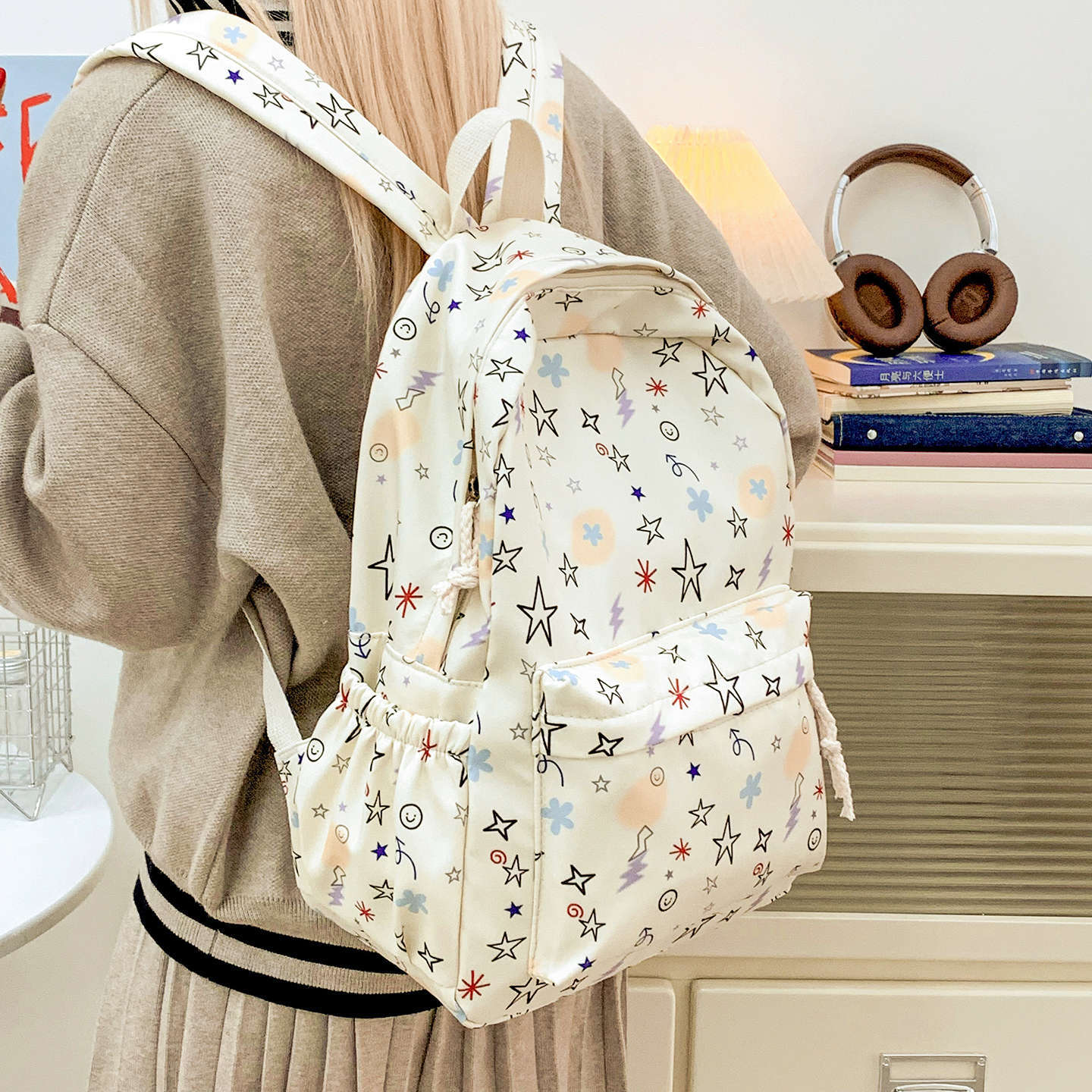 Stylische gemusterte Schulrucksack Brehn