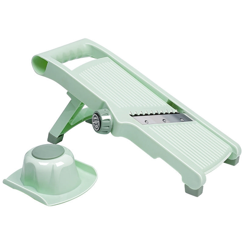Adjustable V-Blade Mandoline Slicer with Safety Handguard and Suction Base