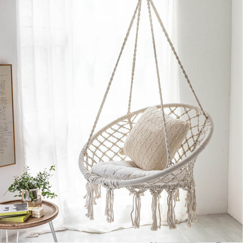 Macrame hängende Schwingstuhl boho gewebte Fransen Innen Außen Hängematte Sitz Brehn