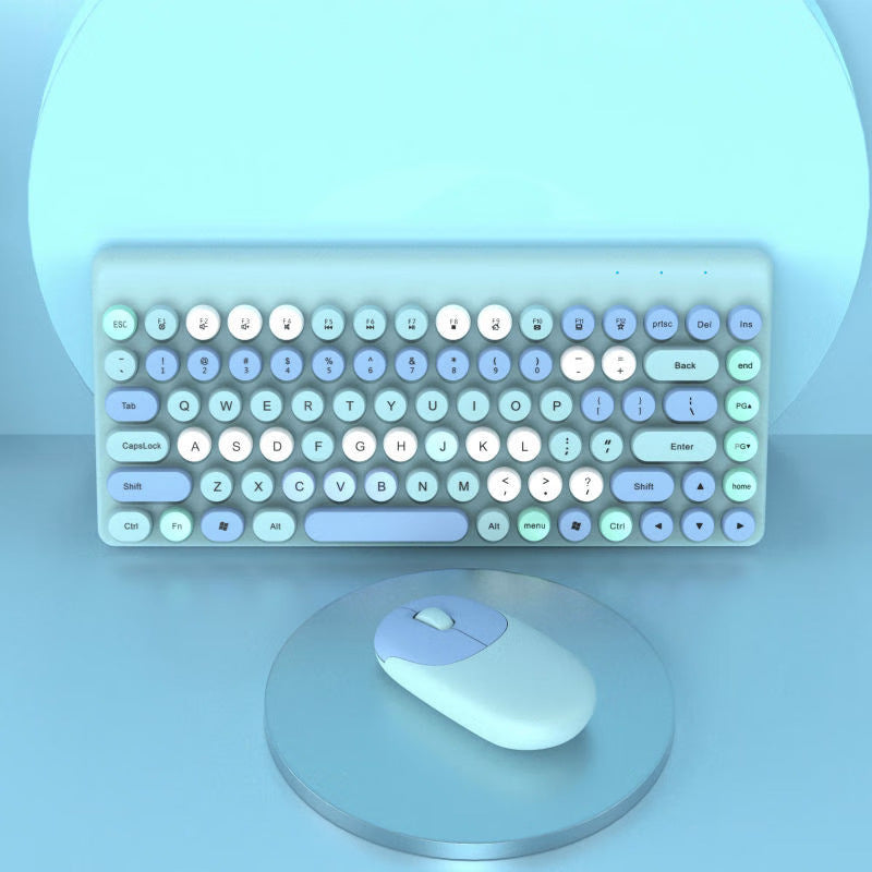 Retro Rundtasten Wireless Tastatur und Maus Set Brehn