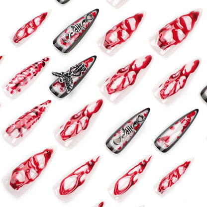 Kunstvolle Stiletto-Nägel mit Blut-und-3D-Design Brehn
